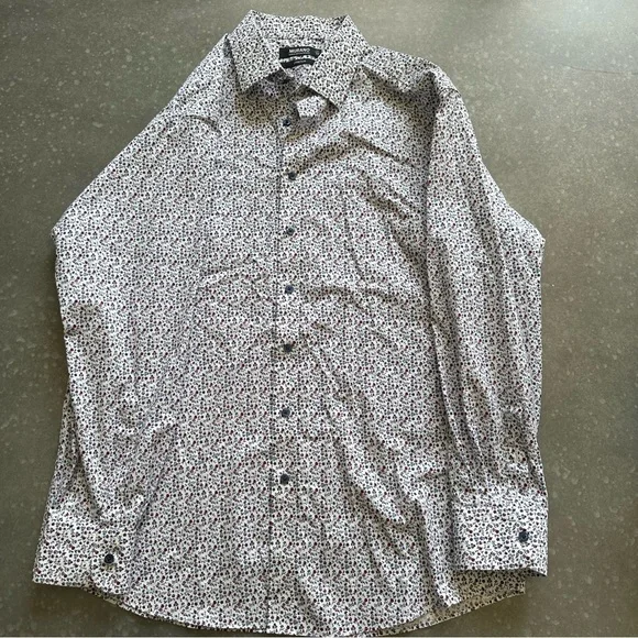Murano Slim Fit Spred Collar Stretch Floral Mena Dress Shirt - Picture 2 of 10